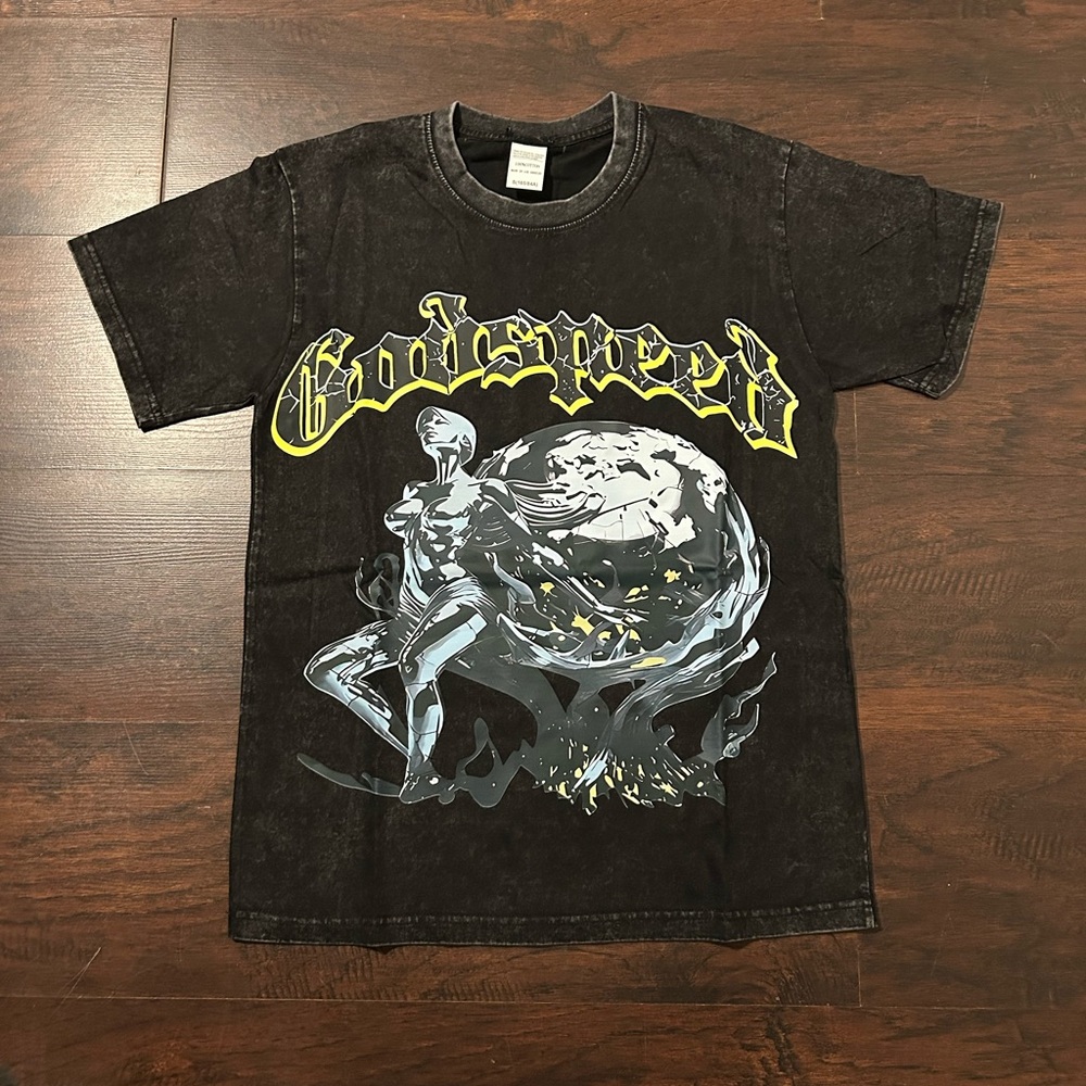 Black Graphic T-Shirt with Godspeed Design
